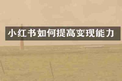 小红书如何提高变现能力