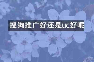 搜狗推广好还是uc好呢
