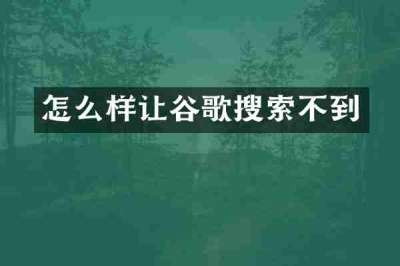 怎么样让谷歌搜索不到