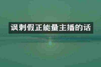 讽刺假正能量主播的话