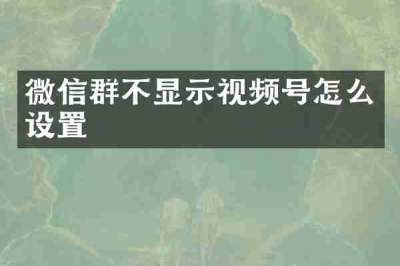微信群不显示视频号怎么设置
