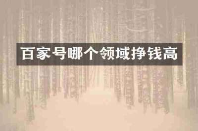 百家号哪个领域挣钱高
