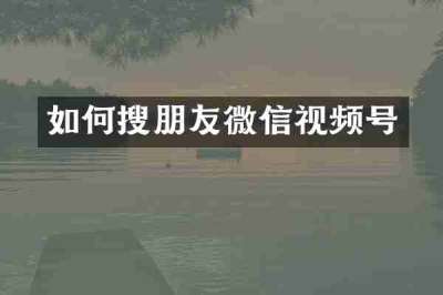 如何搜朋友微信视频号