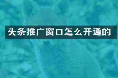 头条推广窗口怎么开通的