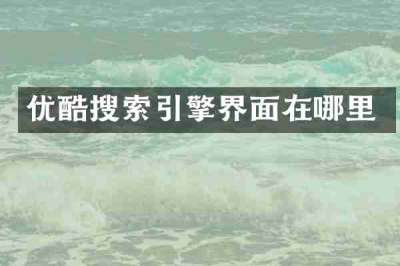 优酷搜索引擎界面在哪里