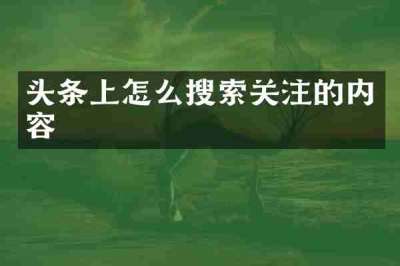 头条上怎么搜索关注的内容