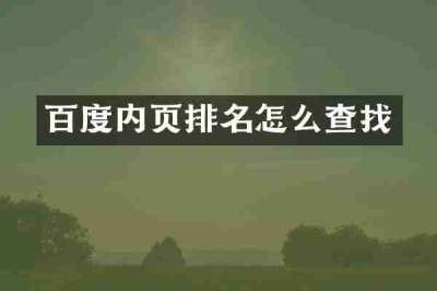 百度内页排名怎么查找