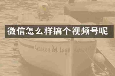 微信怎么样搞个视频号呢