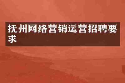 抚州网络营销运营招聘要求