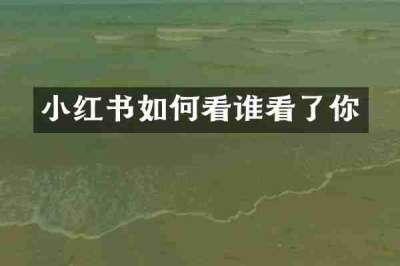 小红书如何看谁看了你