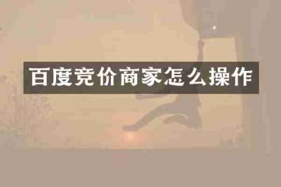 百度竞价商家怎么操作