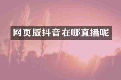 网页版抖音在哪直播呢