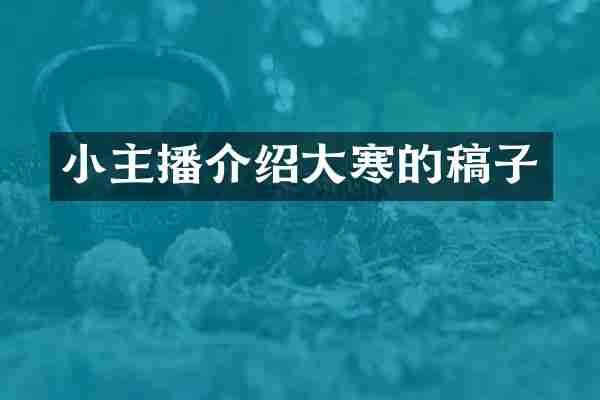 小主播介绍大寒的稿子