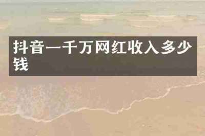 抖音一千万网红收入多少钱