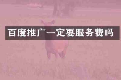 百度推广一定要服务费吗