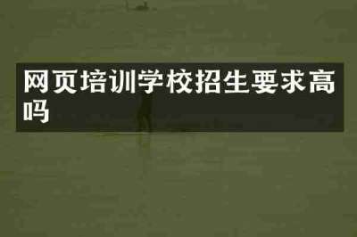 网页培训学校招生要求高吗