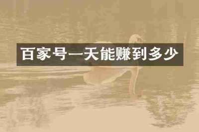 百家号一天能赚到多少