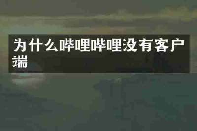 为什么哔哩哔哩没有客户端