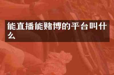 能直播能赌博的平台叫什么