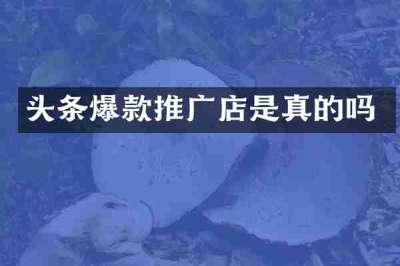 头条爆款推广店是真的吗
