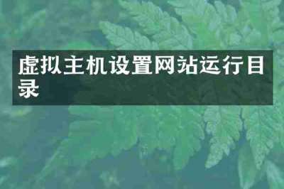 虚拟主机设置网站运行目录