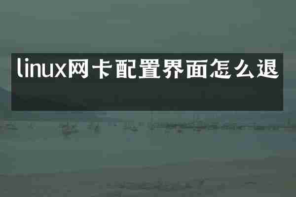 linux网卡配置界面怎么退出