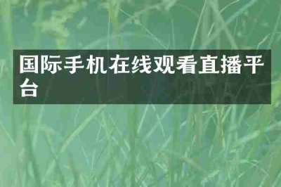 国际手机在线观看直播平台