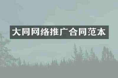 大同网络推广合同范本