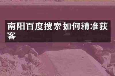 南阳百度搜索如何精准获客