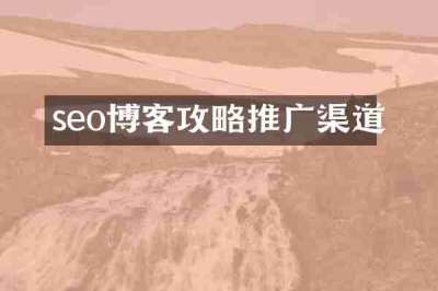 seo博客攻略推广渠道