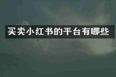 买卖小红书的平台有哪些