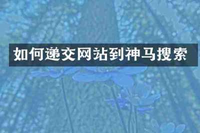 如何递交网站到神马搜索