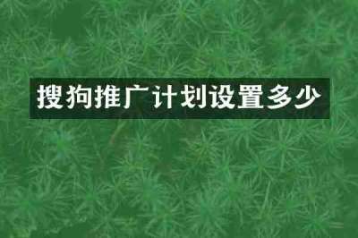 搜狗推广计划设置多少