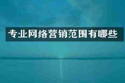 专业网络营销范围有哪些