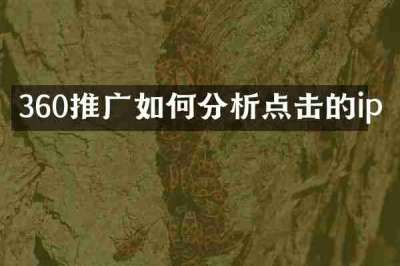 360推广如何分析点击的ip
