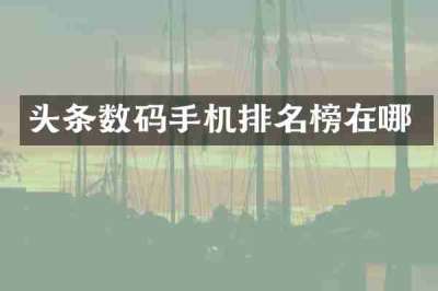 头条数码手机排名榜在哪