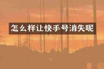 怎么样让快手号消失呢