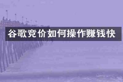 谷歌竞价如何操作赚钱快
