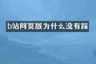 b站网页版为什么没有踩