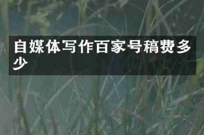 自媒体写作百家号稿费多少