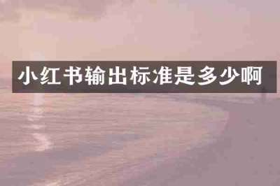 小红书输出标准是多少啊