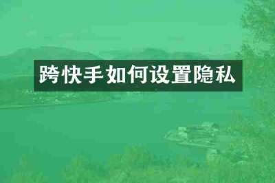 跨快手如何设置隐私