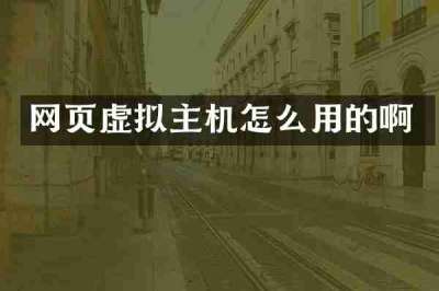网页虚拟主机怎么用的啊