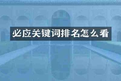 必应关键词排名怎么看