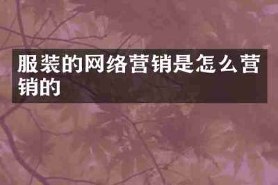 服装的网络营销是怎么营销的