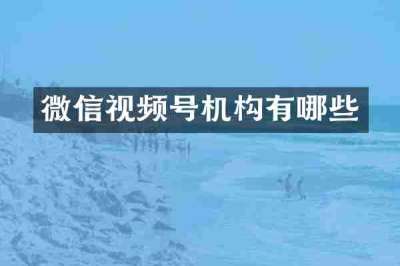 微信视频号机构有哪些