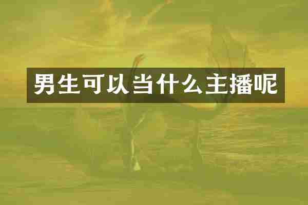 男生可以当什么主播呢