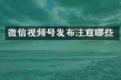 微信视频号发布注意哪些