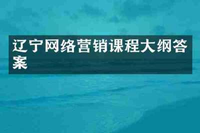 辽宁网络营销课程大纲答案