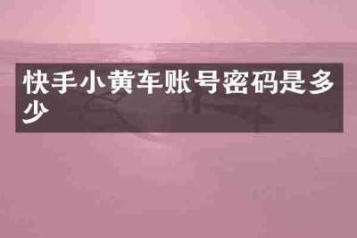 快手小黄车账号密码是多少